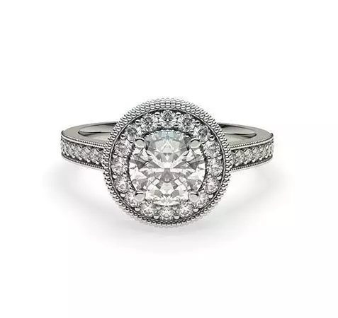 Vintage Halo Ring 8 3D print model