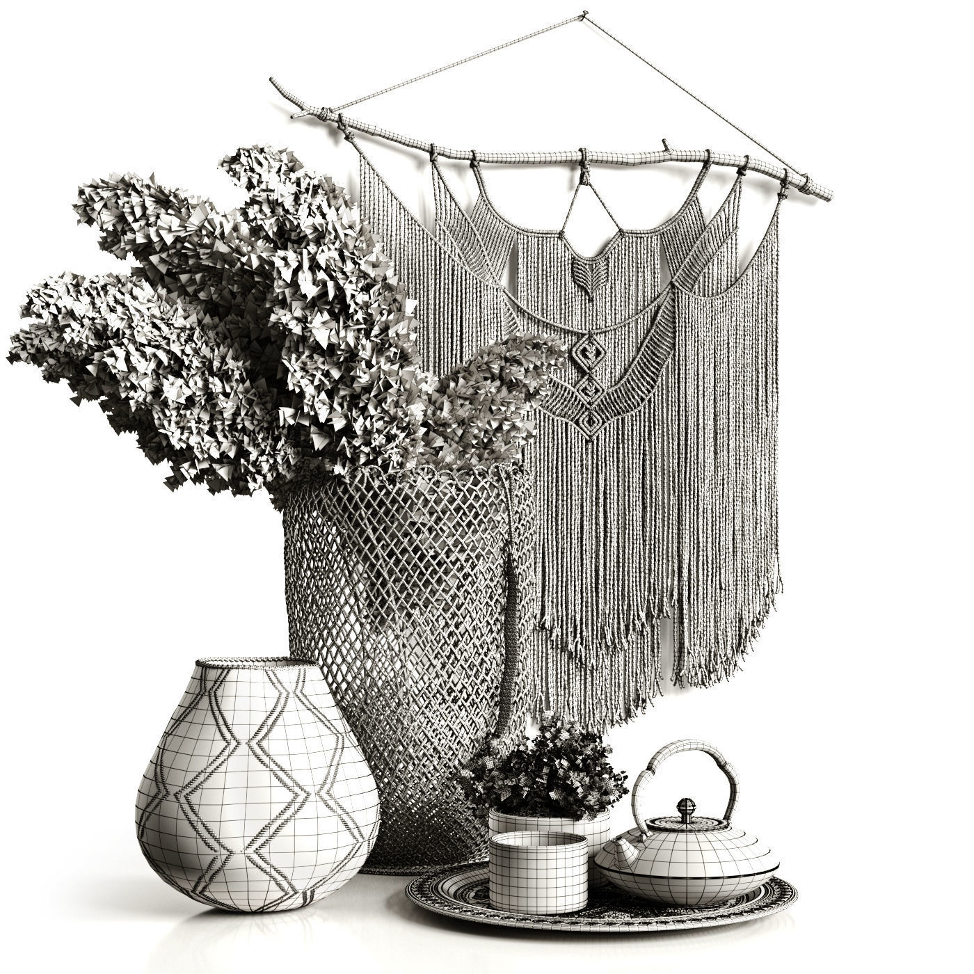 Decorative Set Boho 3D model_4