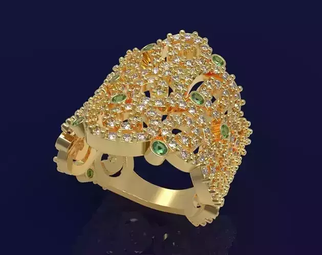 Ring with gems - 1 3D print model