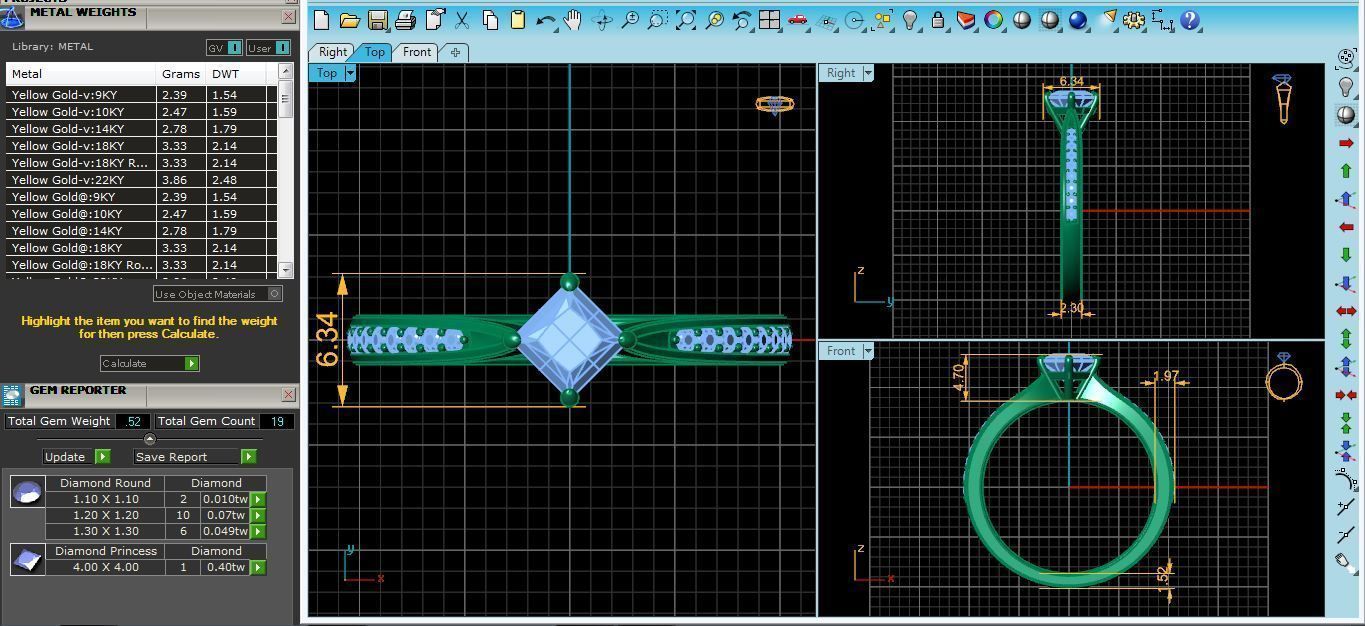 Princess cut Ring 19 3D print model_6