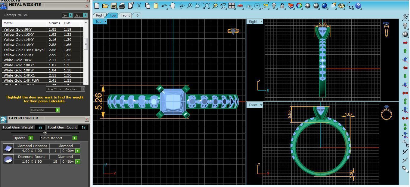 Princess Cut Ring 22 3D print model_6
