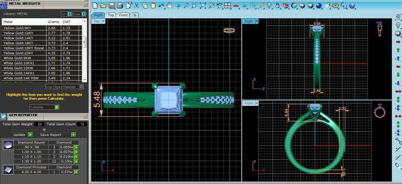Princess Cut Diamond Ring 23 3D print model_7