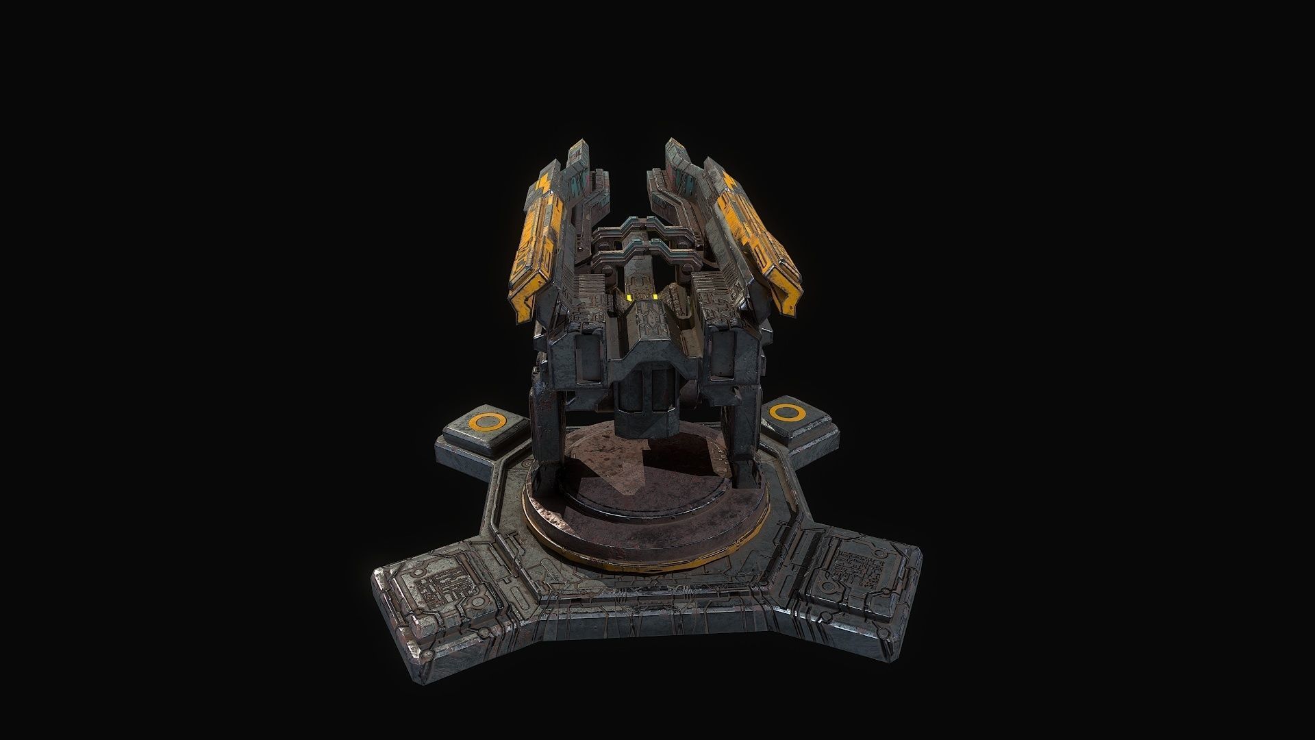 Low poly sci fi orbital cannon defence building Low-poly 3D model_5