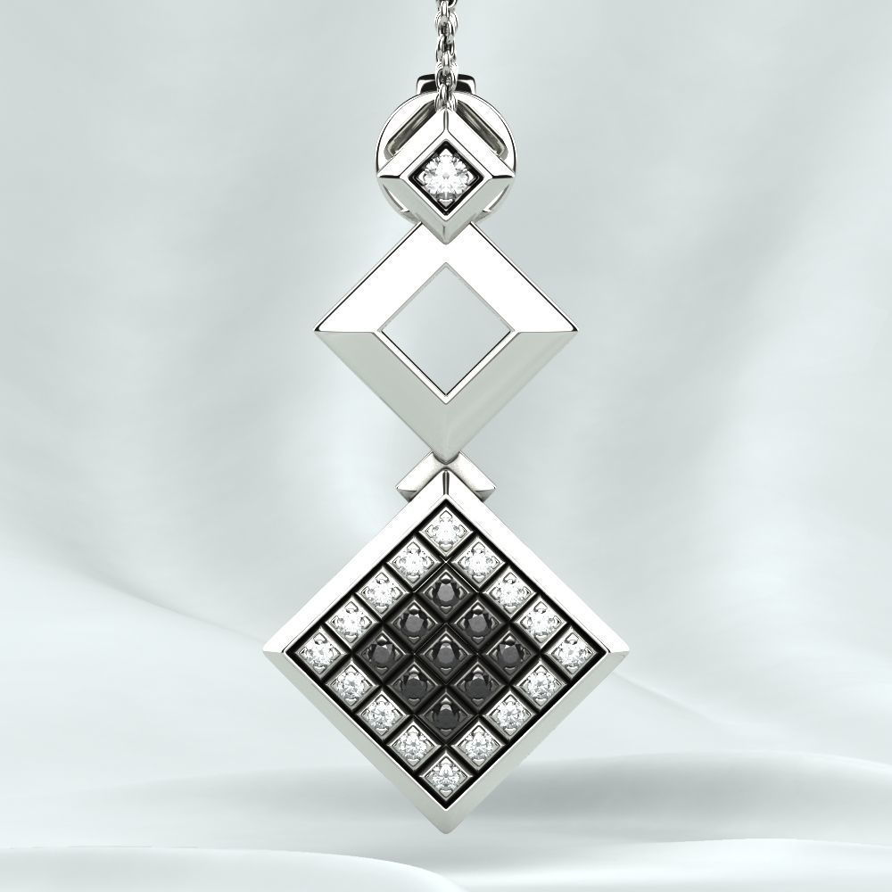 Rhodium Plated Quad Gold Earrings 3D print model_10