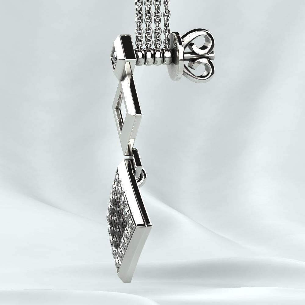 Rhodium Plated Quad Gold Earrings 3D print model_15