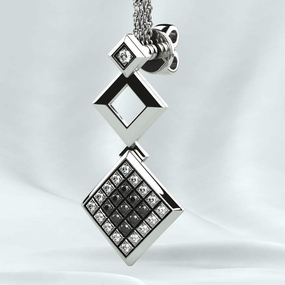 Rhodium Plated Quad Gold Earrings 3D print model_12