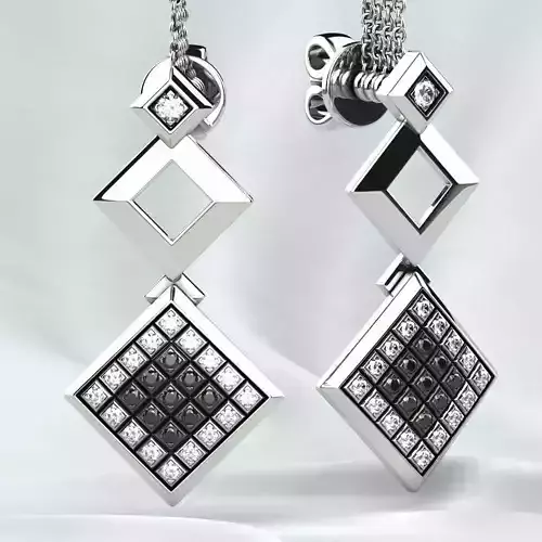 Rhodium Plated Quad Gold Earrings 3D print model