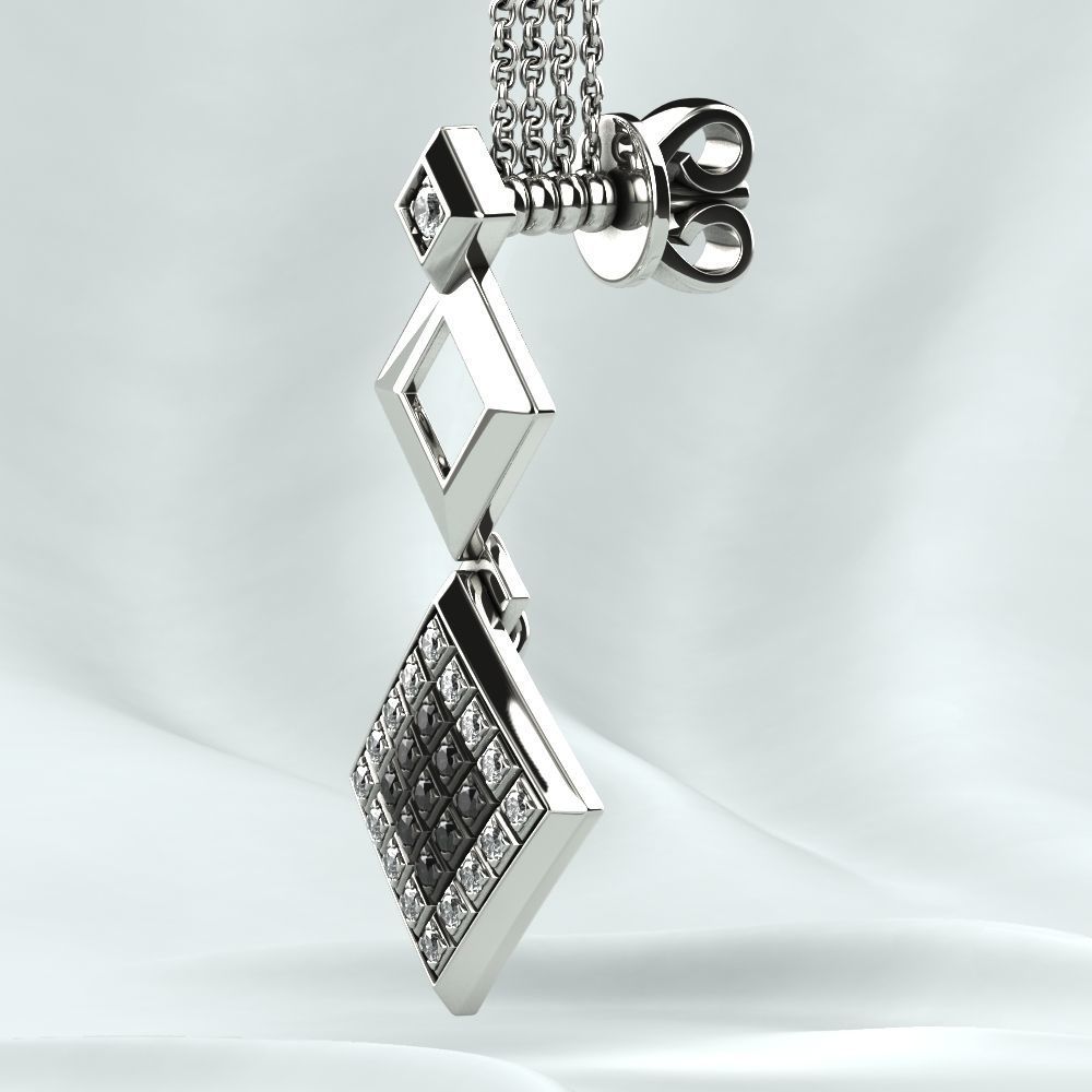 Rhodium Plated Quad Gold Earrings 3D print model_14