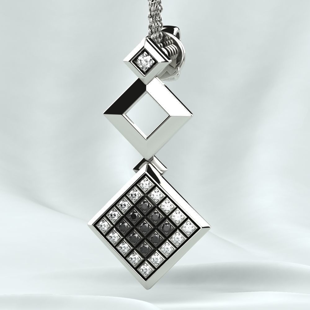 Rhodium Plated Quad Gold Earrings 3D print model_11