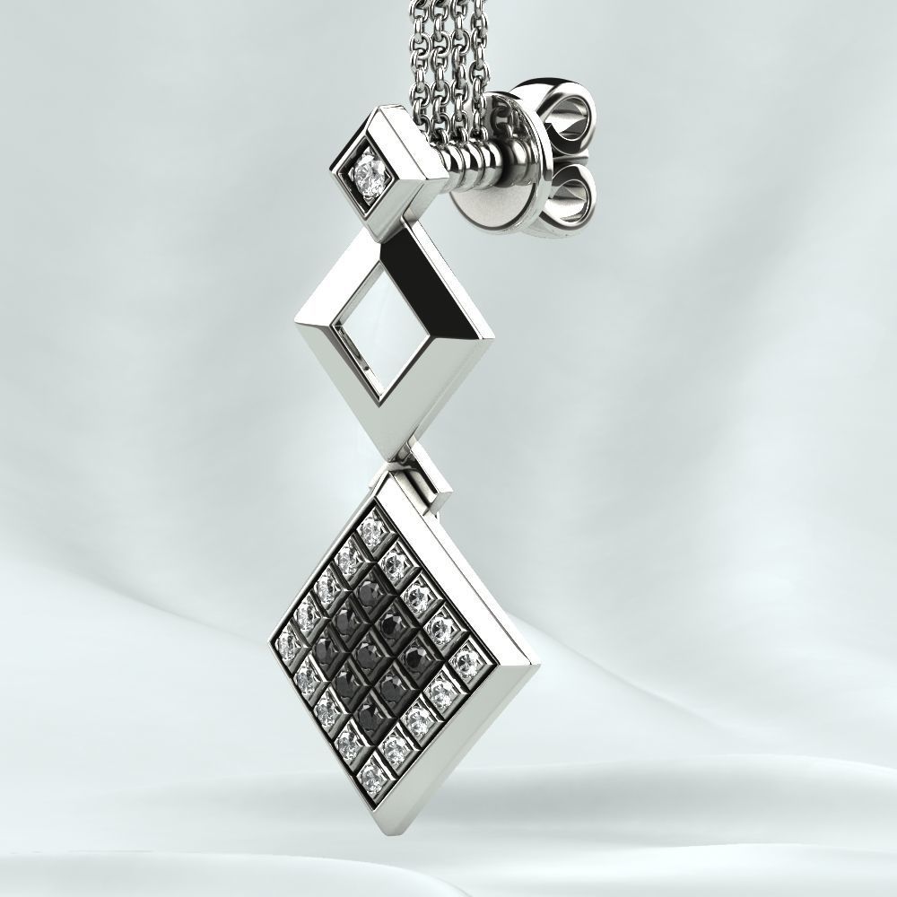 Rhodium Plated Quad Gold Earrings 3D print model_13