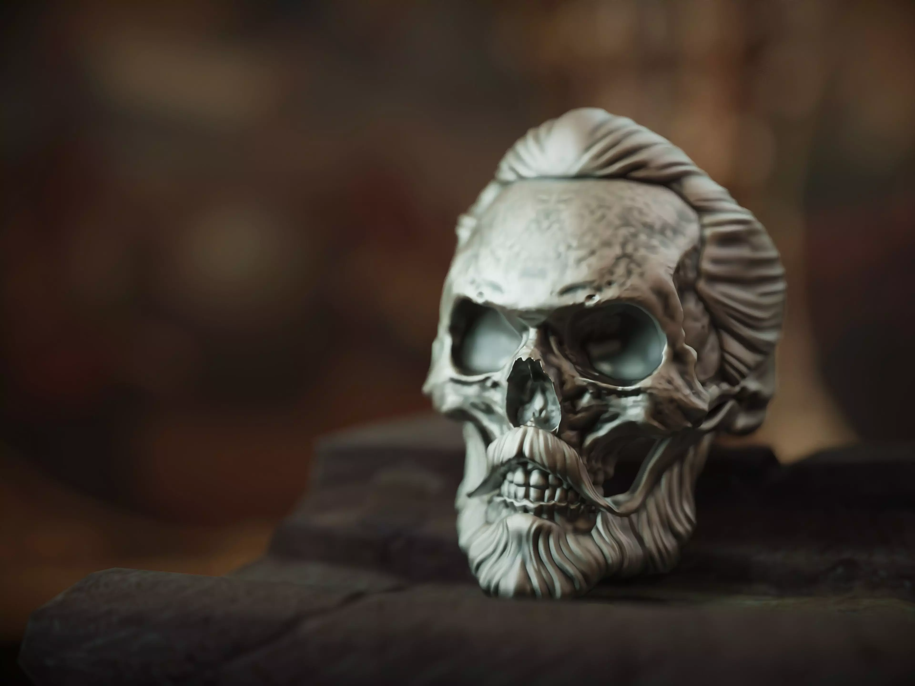 Ring Skull With beard 3D print model