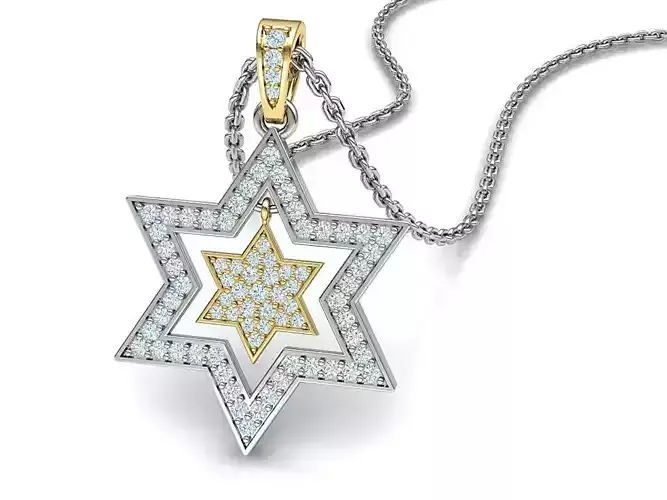 Diamond Jewish Star pendant Star of David design 3D print model