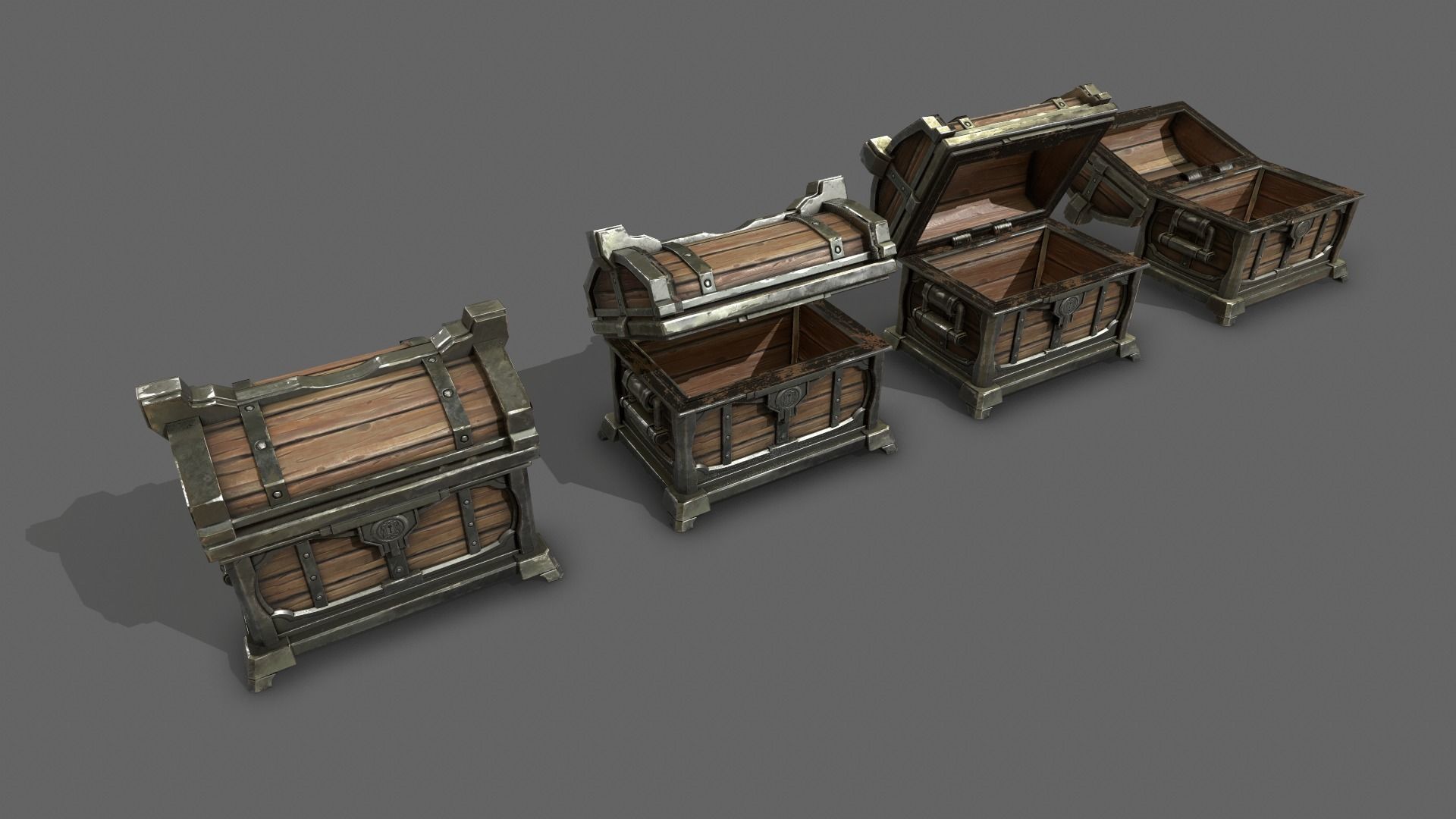 Chest - GameReady wooden 3D model_4