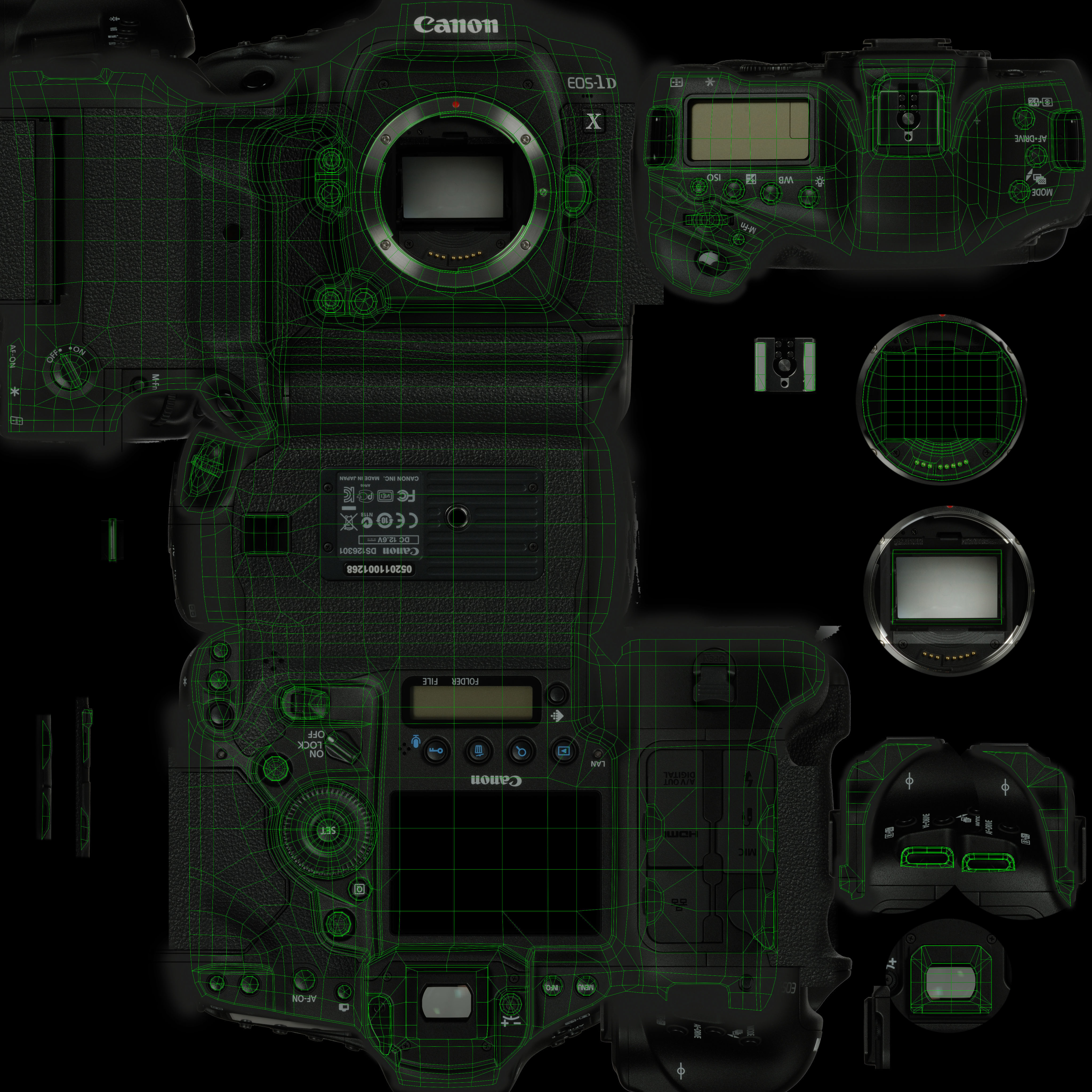 Canon EOS-1D X DSLR camera Low-poly 3D model_17