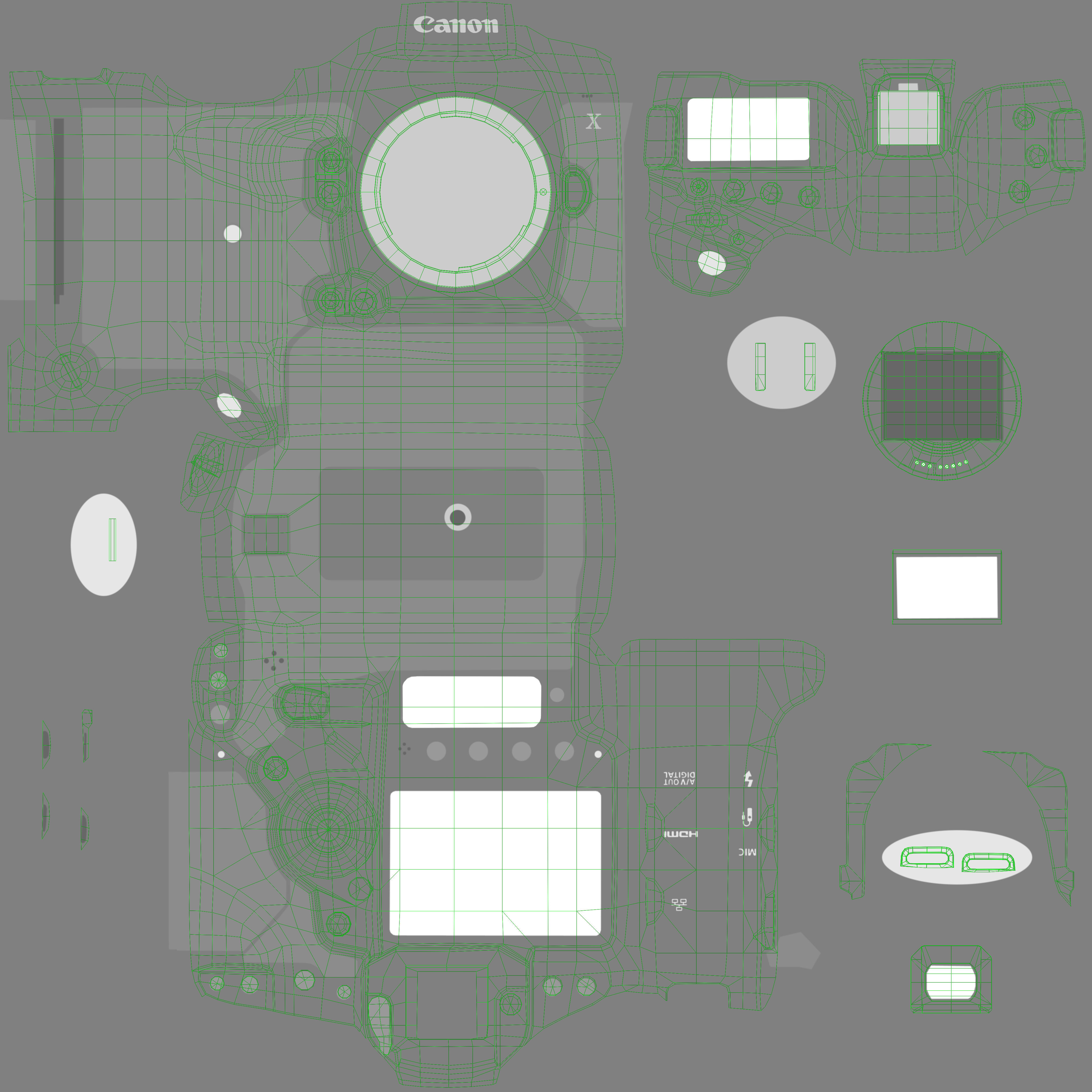 Canon EOS-1D X DSLR camera Low-poly 3D model_19