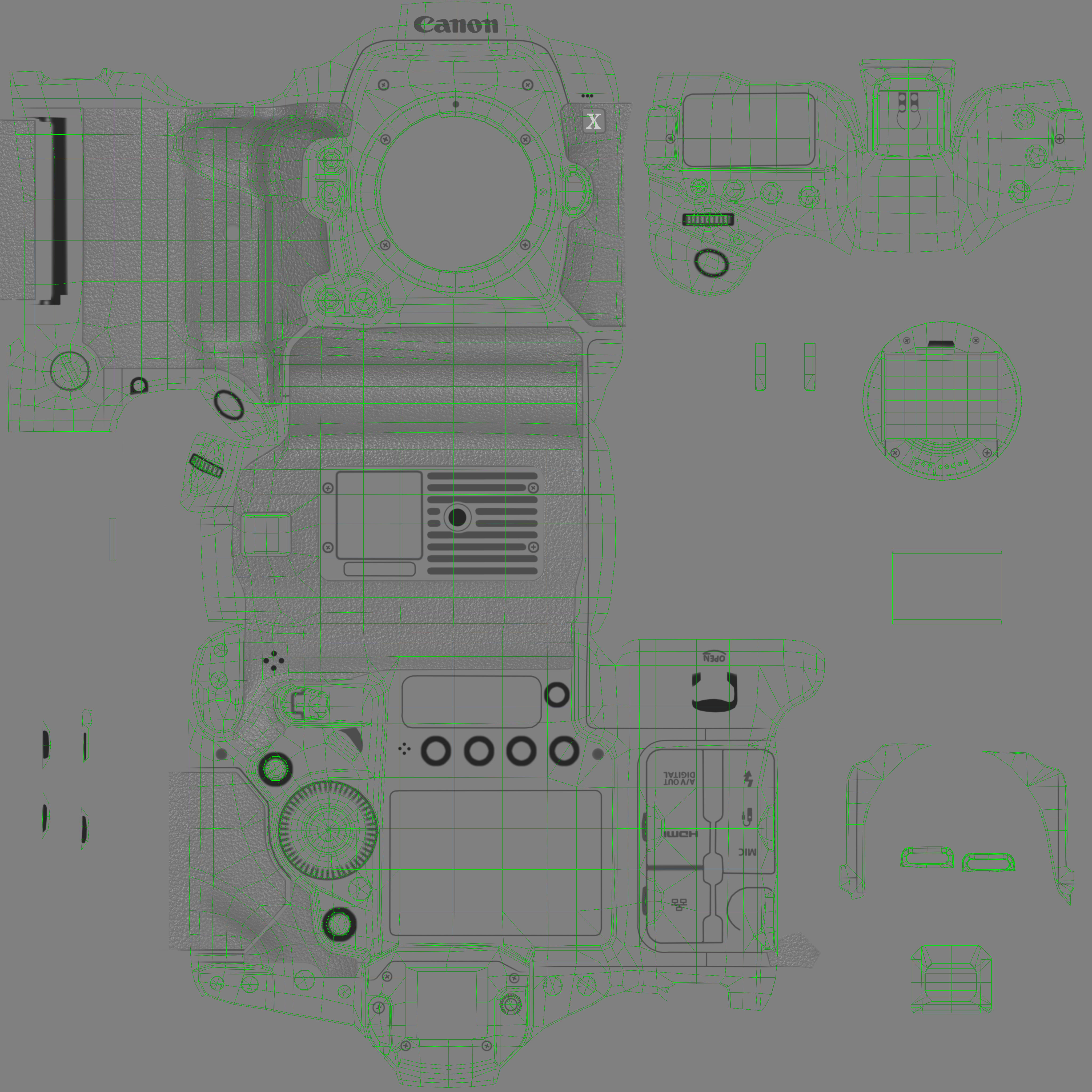 Canon EOS-1D X DSLR camera Low-poly 3D model_20