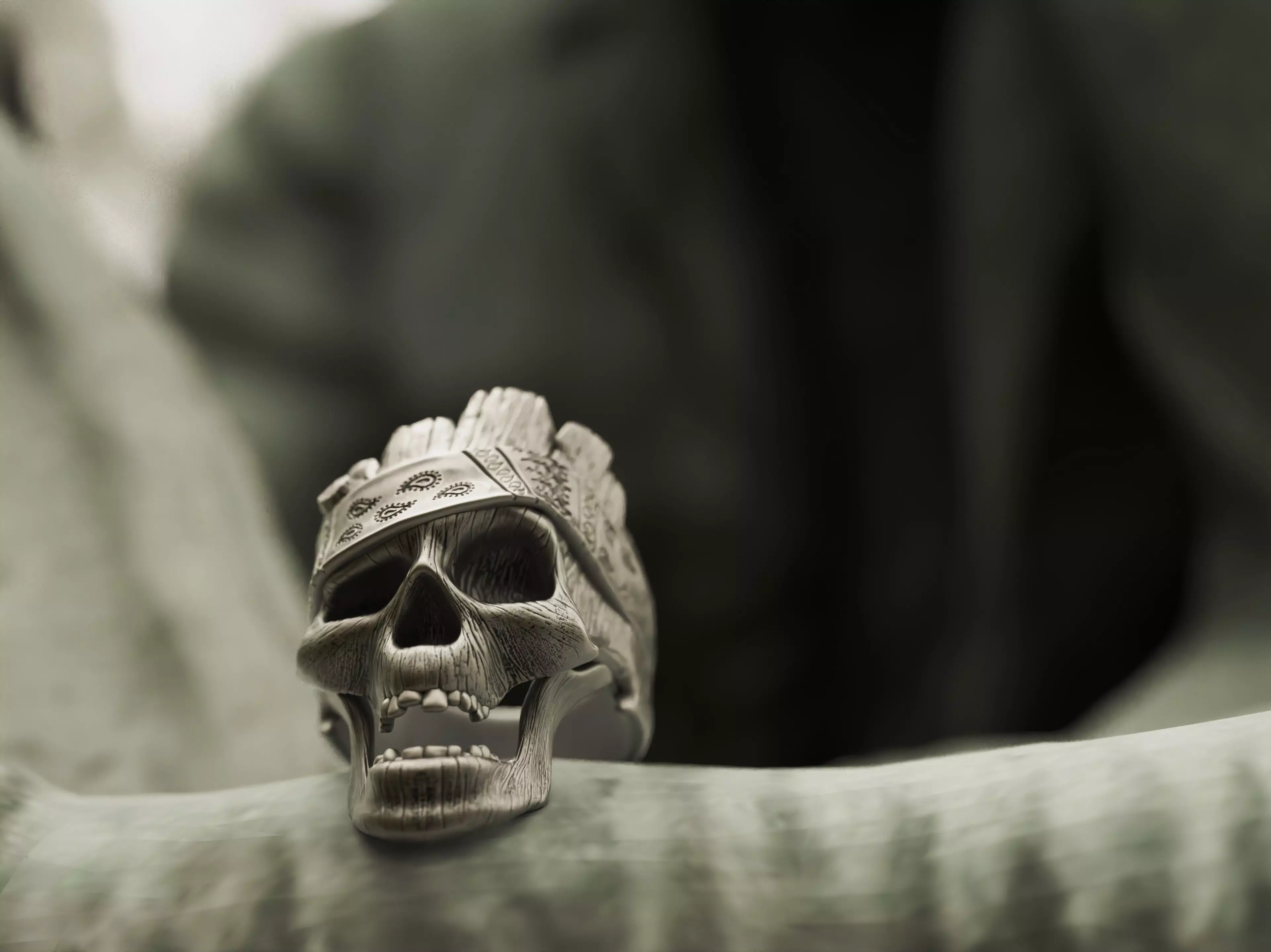 Ring Wooden Skull 3D print model