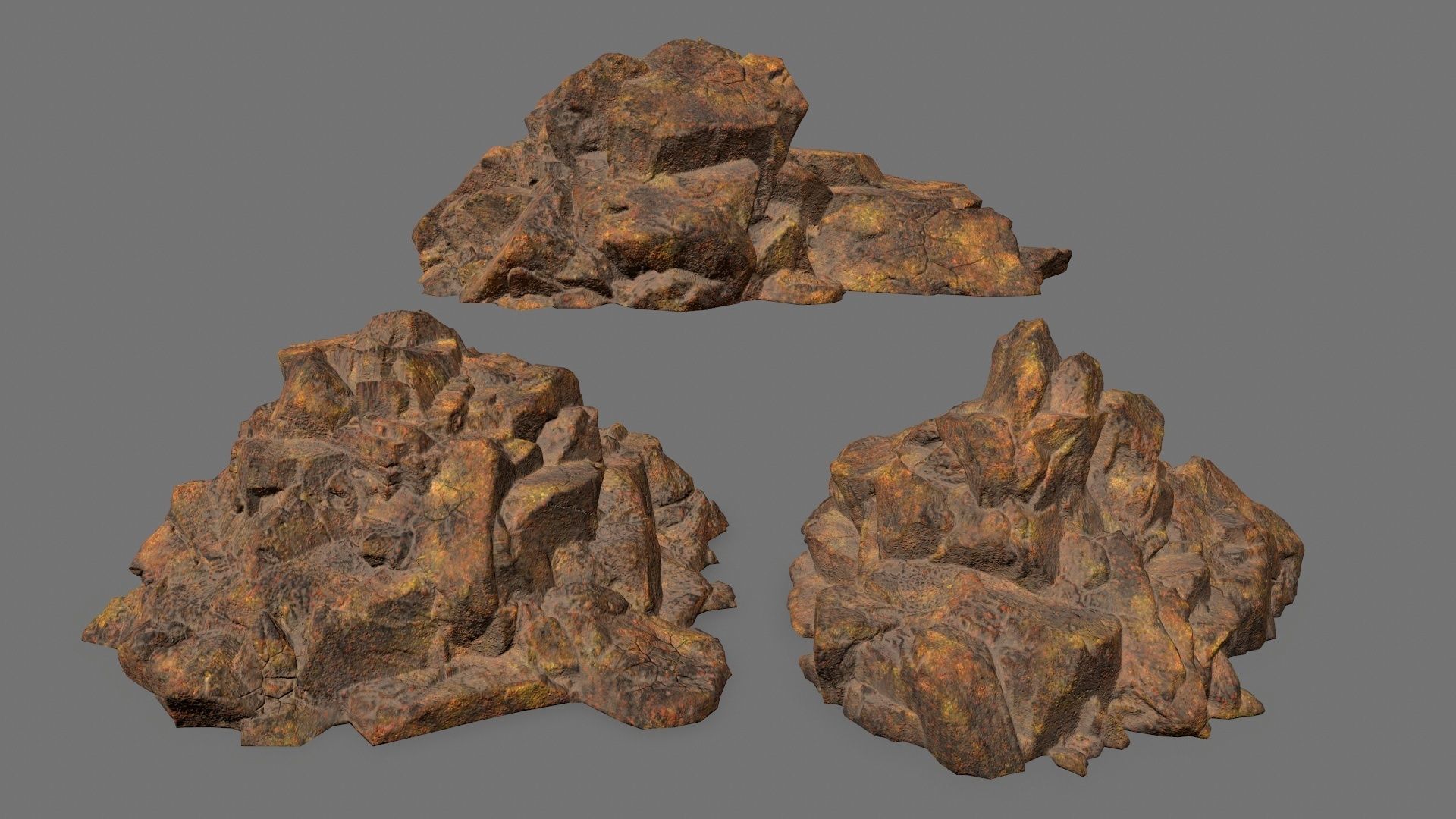 Rock Set Low-poly 3D model_1
