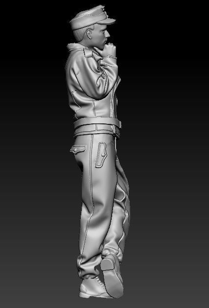 WW2 German tank crewman thinking 3D print model_1