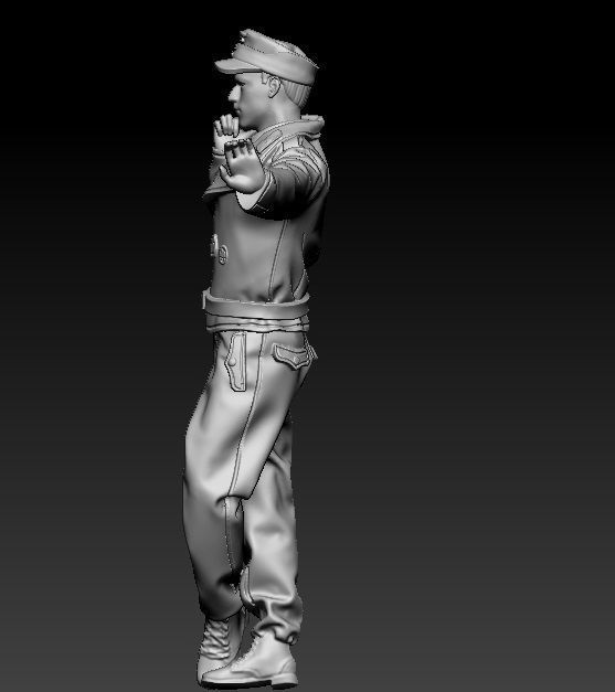 WW2 German tank crewman thinking 3D print model_3