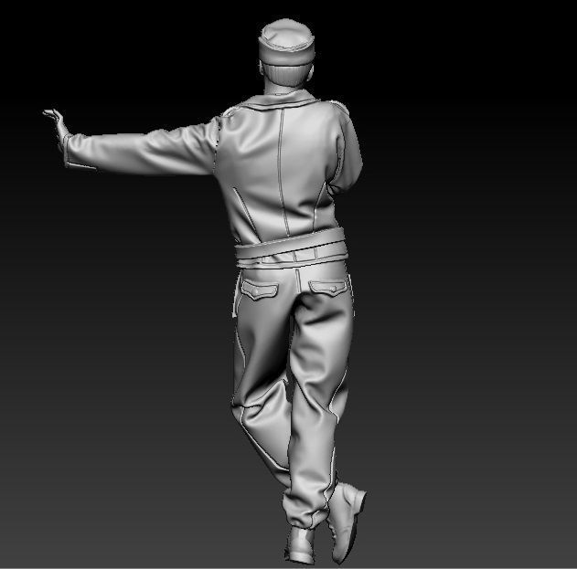 WW2 German tank crewman thinking 3D print model_2