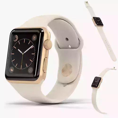Apple Watch Gold Aluminum Case Antique White Sport Band