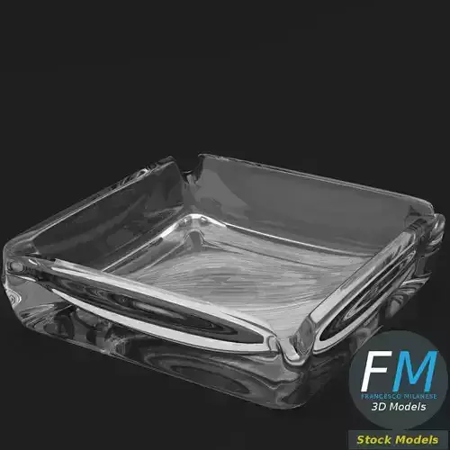 Square glass ashtray 3D model