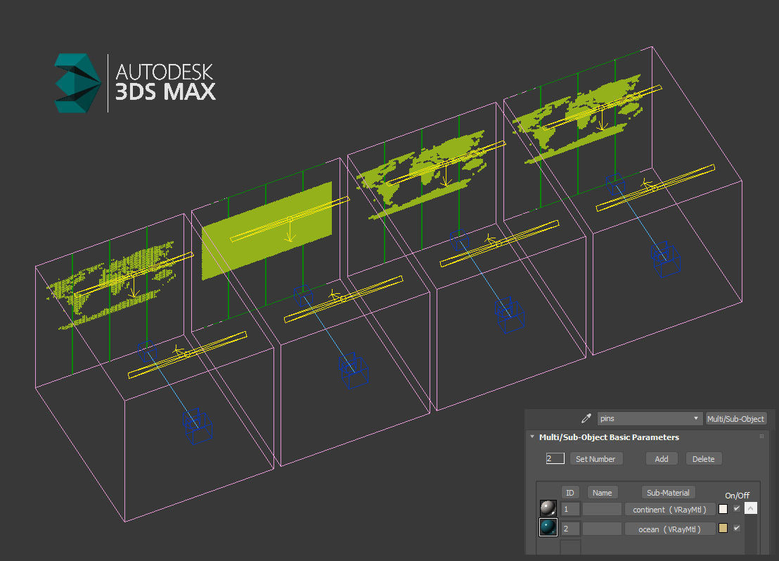 World Map Wall Art Pin 3D model_3
