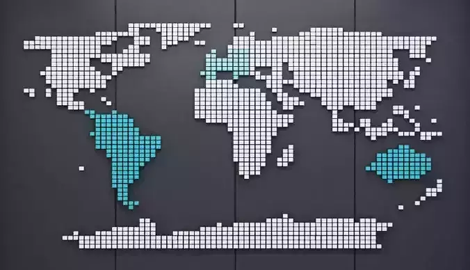World Map Wall Art Pin 3D model