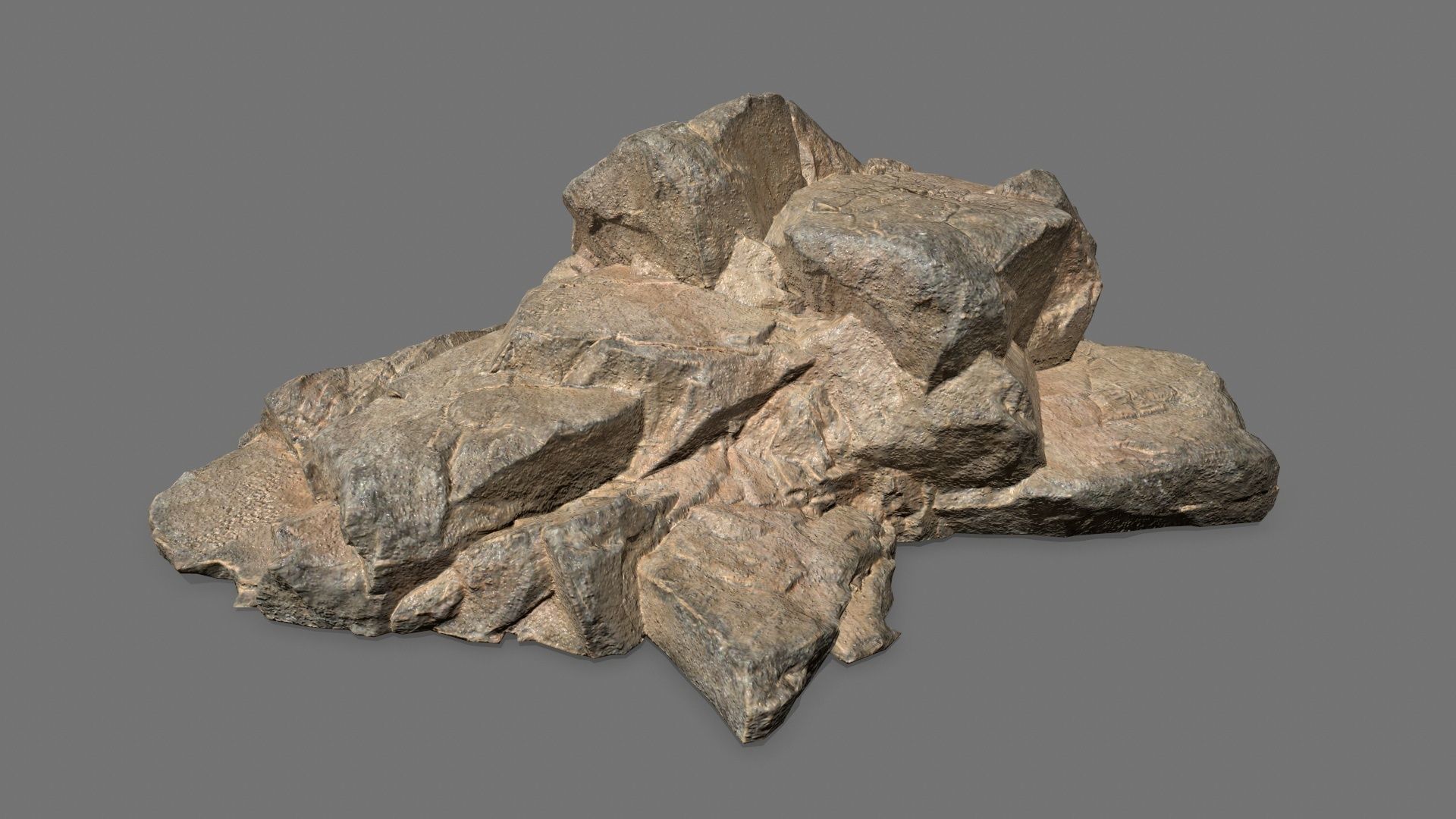 Rock Set pile of rocks Low-poly 3D model_11