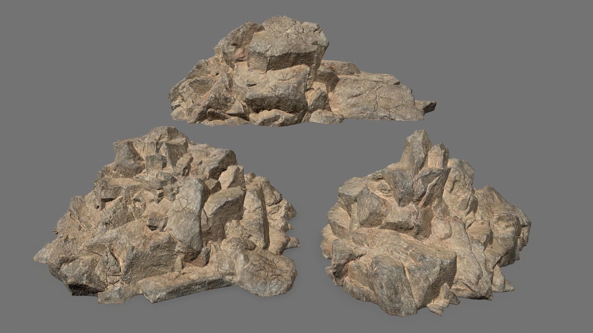 Rock Set pile of rocks Low-poly 3D model_1