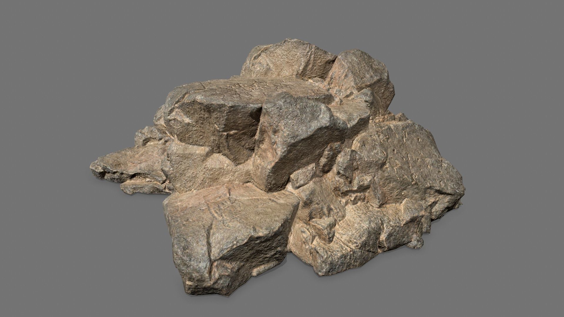 Rock Set pile of rocks Low-poly 3D model_10