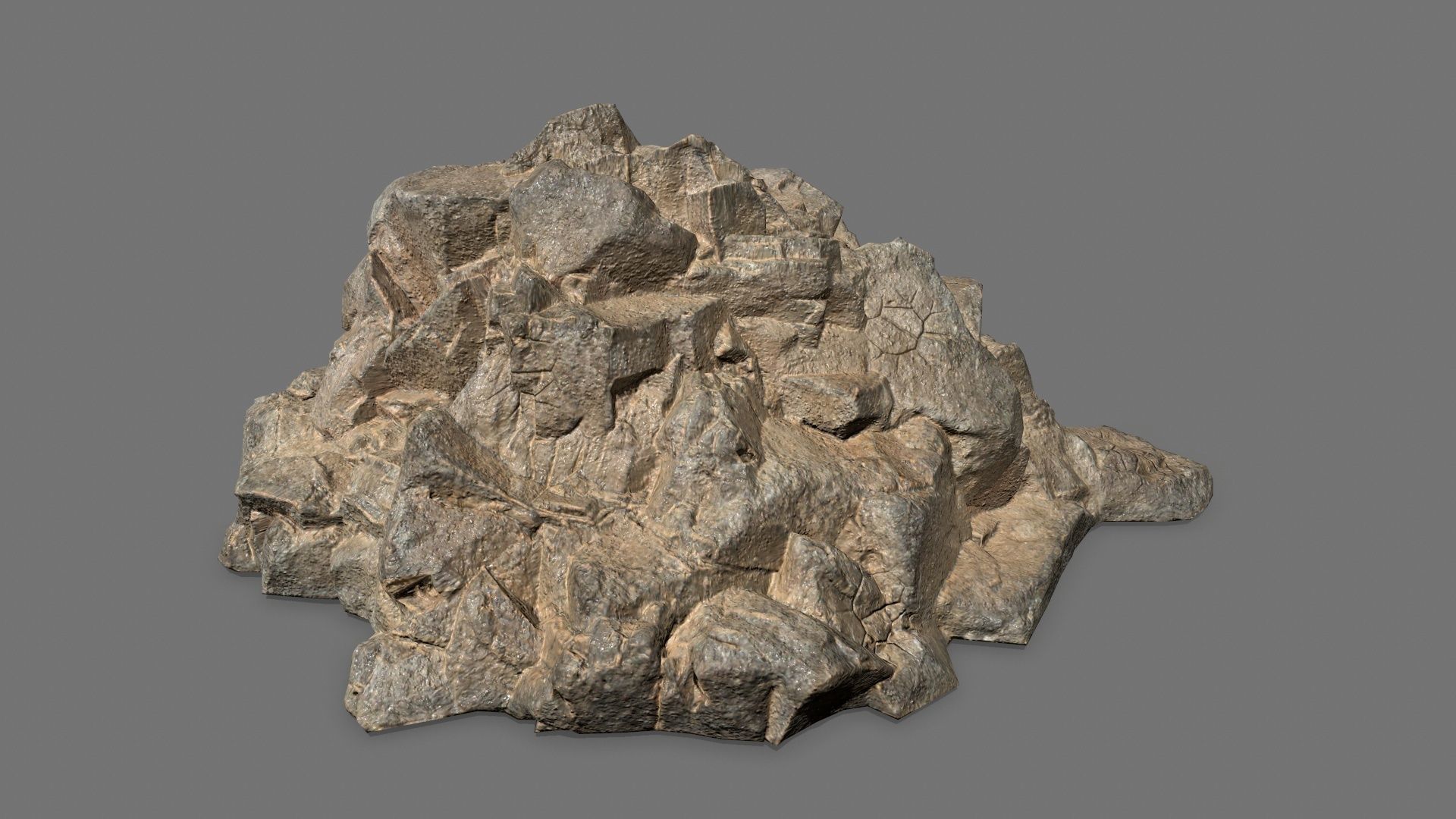 Rock Set pile of rocks Low-poly 3D model_6