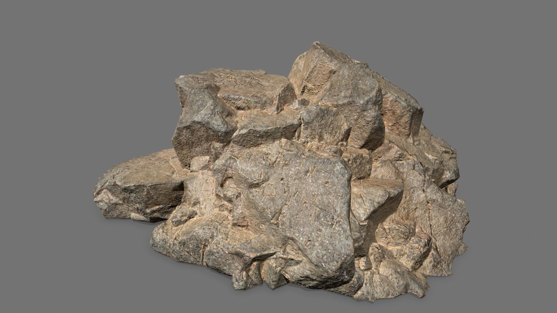 Rock Set pile of rocks Low-poly 3D model_9