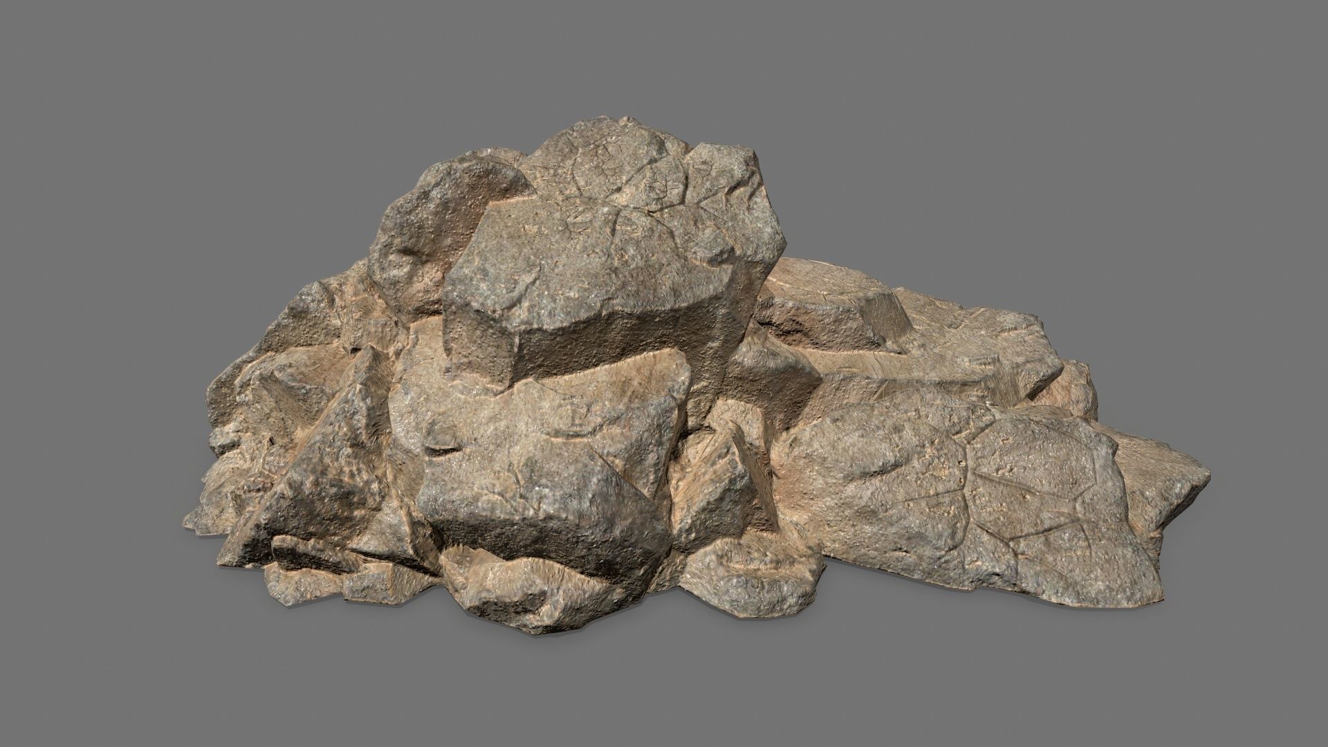 Rock Set pile of rocks Low-poly 3D model_12