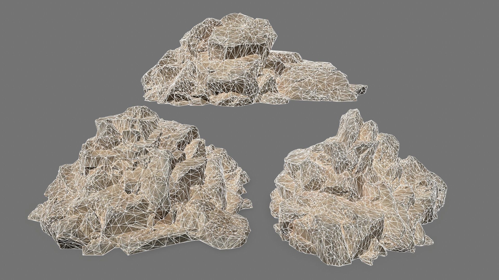 Rock Set pile of rocks Low-poly 3D model_2