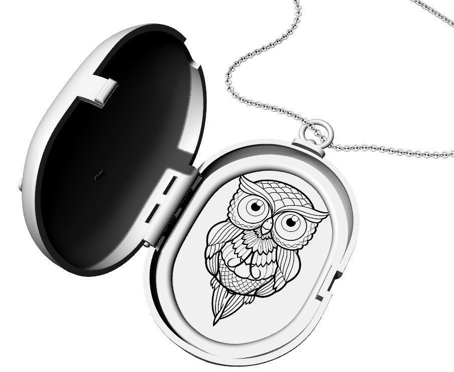 butterfly classic locket 3D print model_3