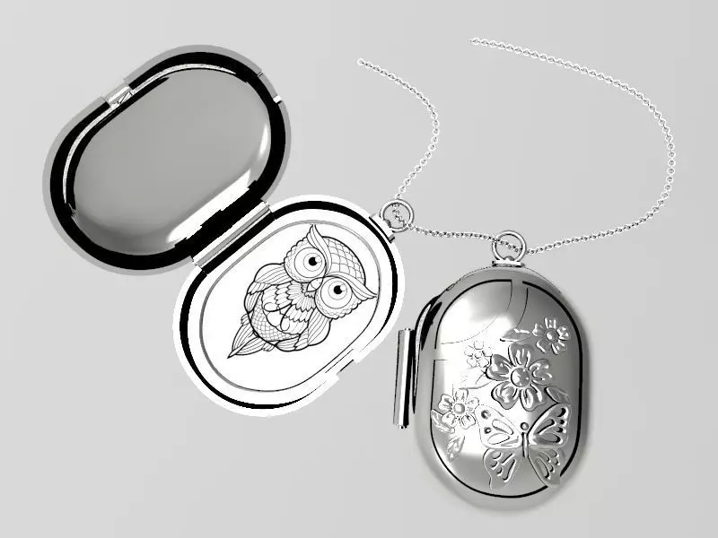butterfly classic locket 3D print model_0