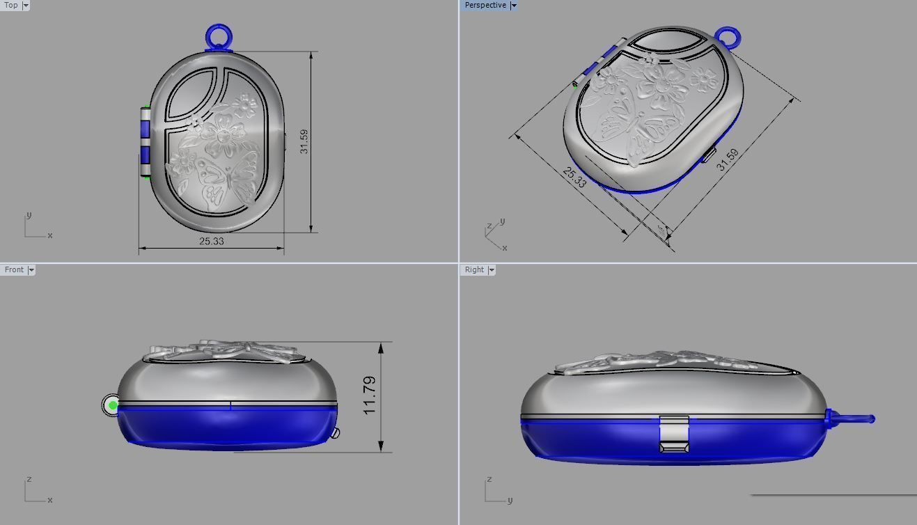 butterfly classic locket 3D print model_1