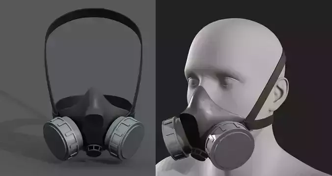 Gas mask helmet 3d model military combat fantasy cyborg armor 