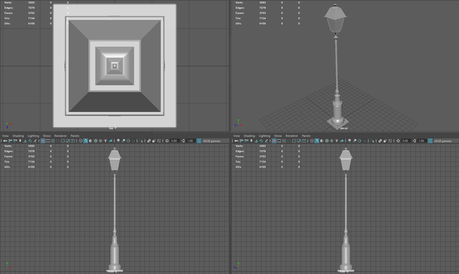 Lampost street lamp Low-poly 3D model_9