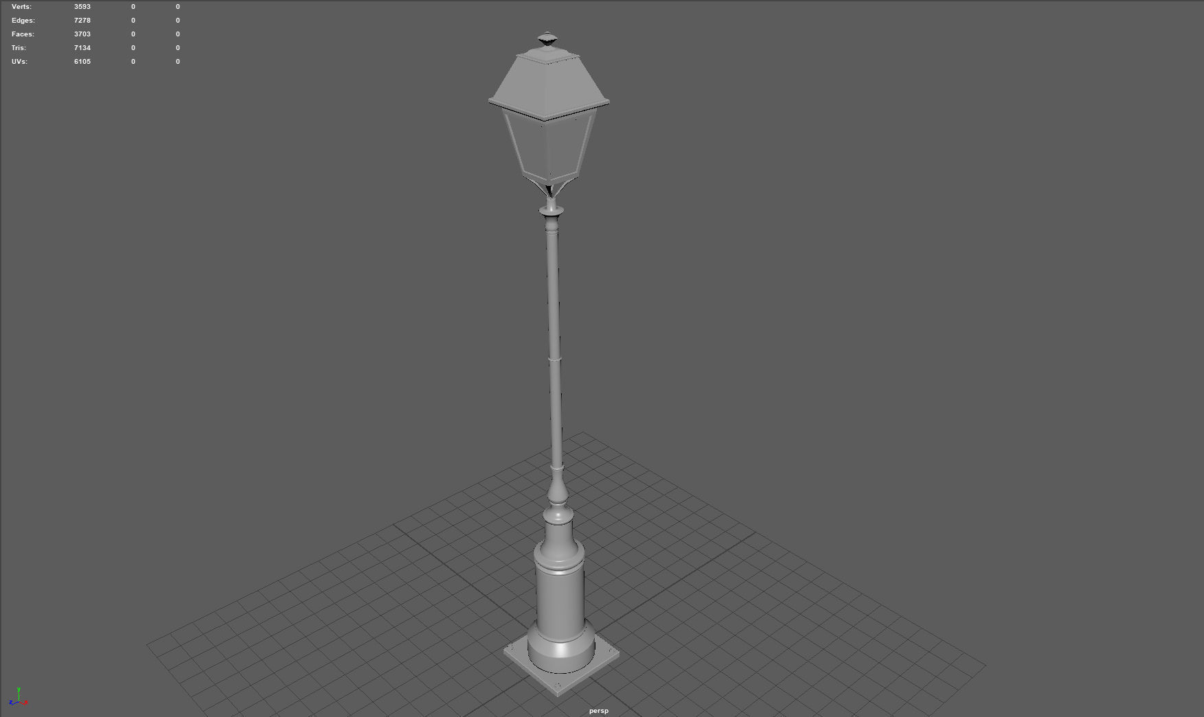 Lampost street lamp Low-poly 3D model_6