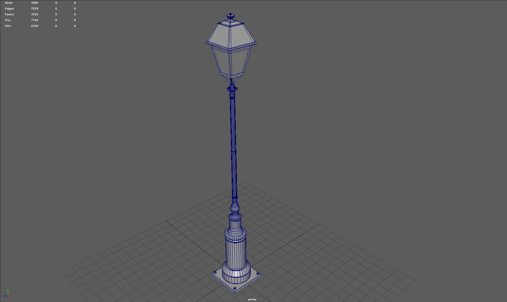 Lampost street lamp Low-poly 3D model_7