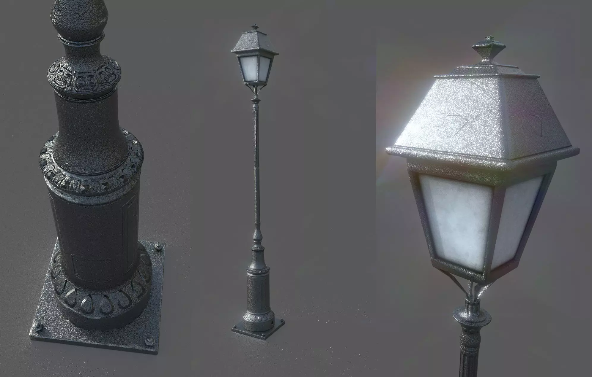 Lampost street lamp Low-poly 3D model_0