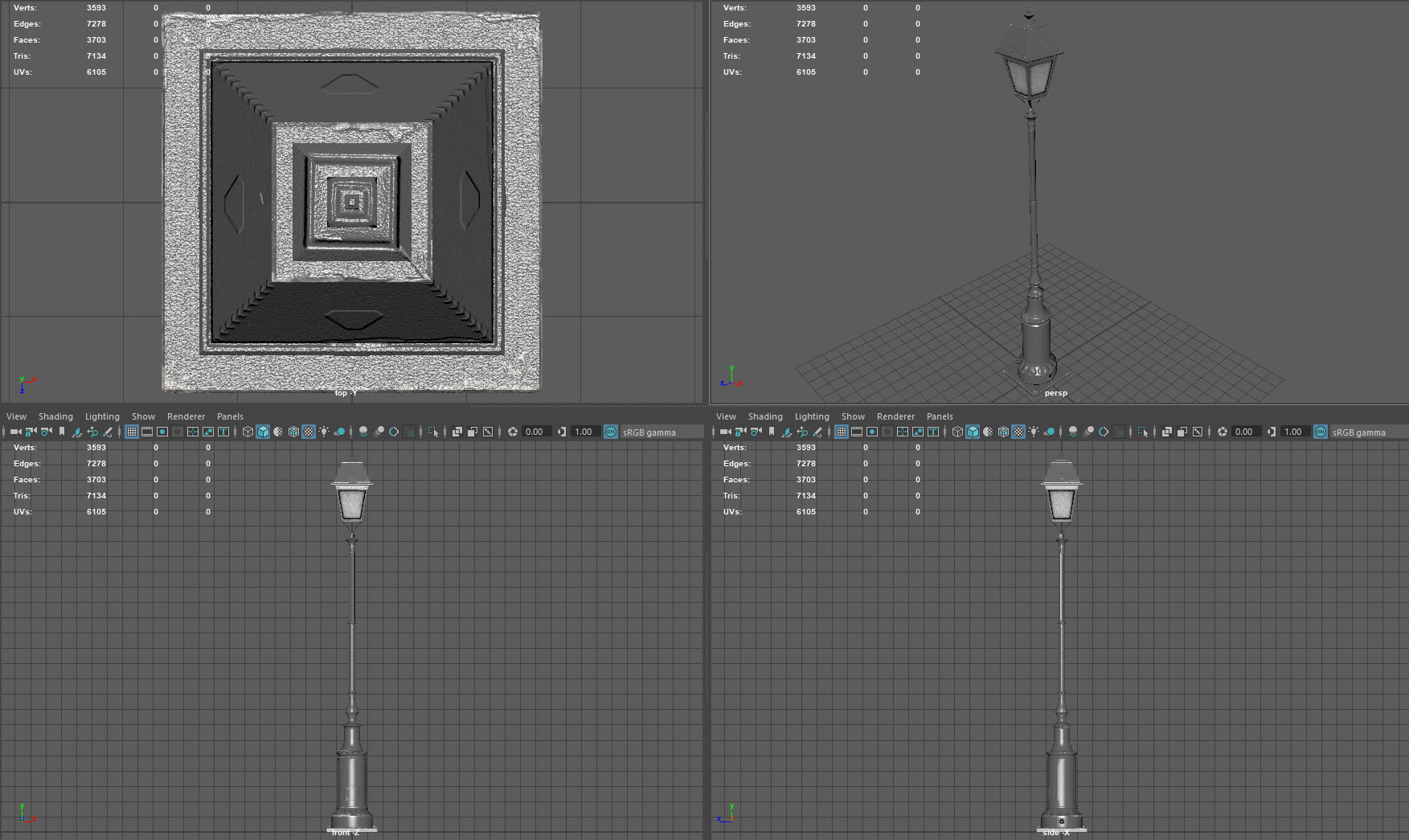 Lampost street lamp Low-poly 3D model_8