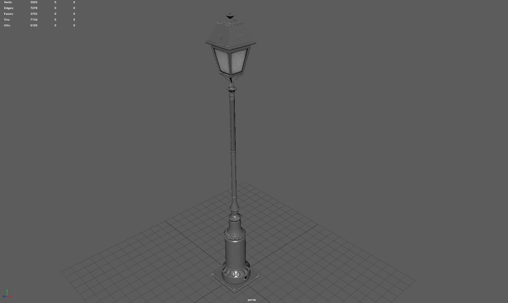Lampost street lamp Low-poly 3D model_5