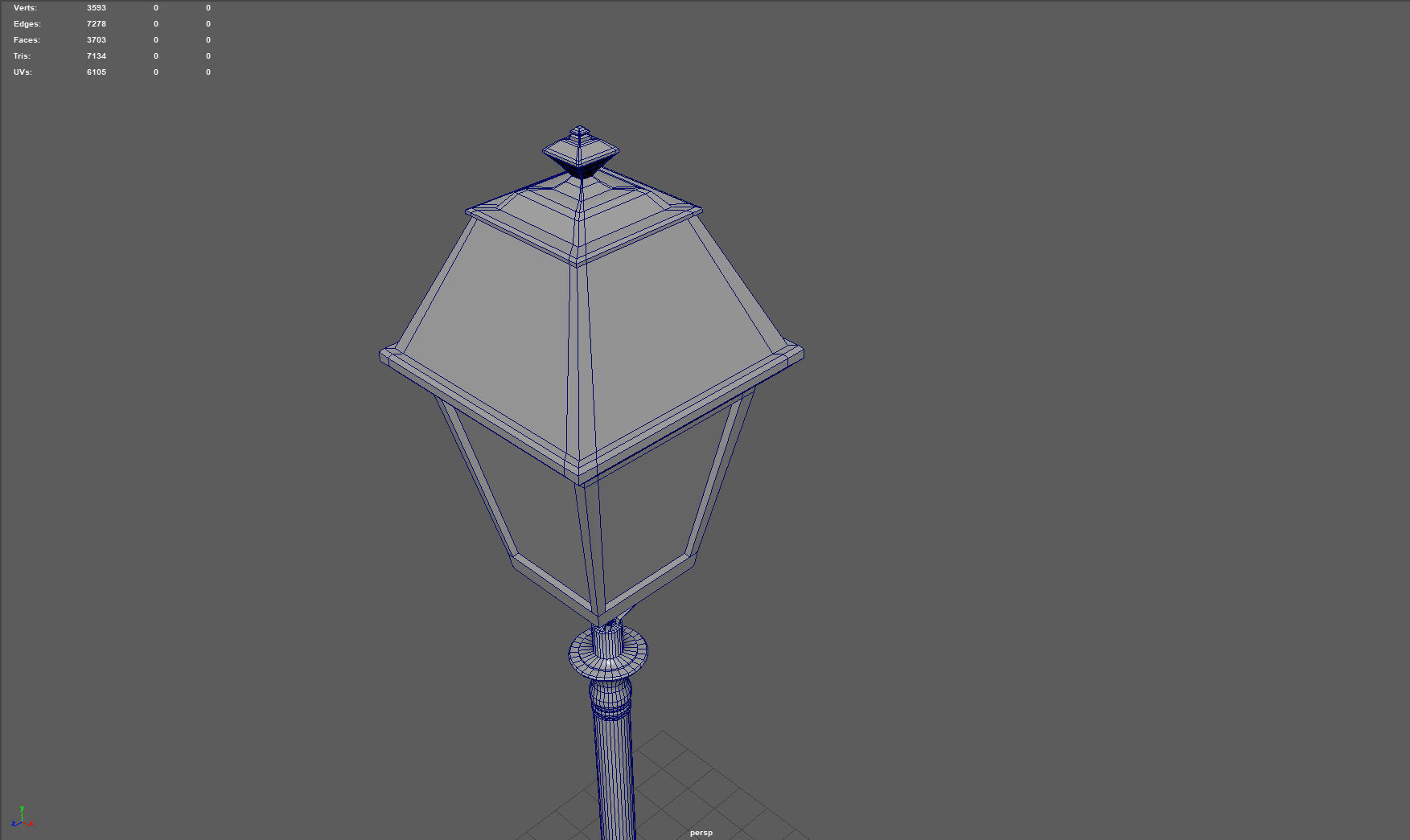 Lampost street lamp Low-poly 3D model_11