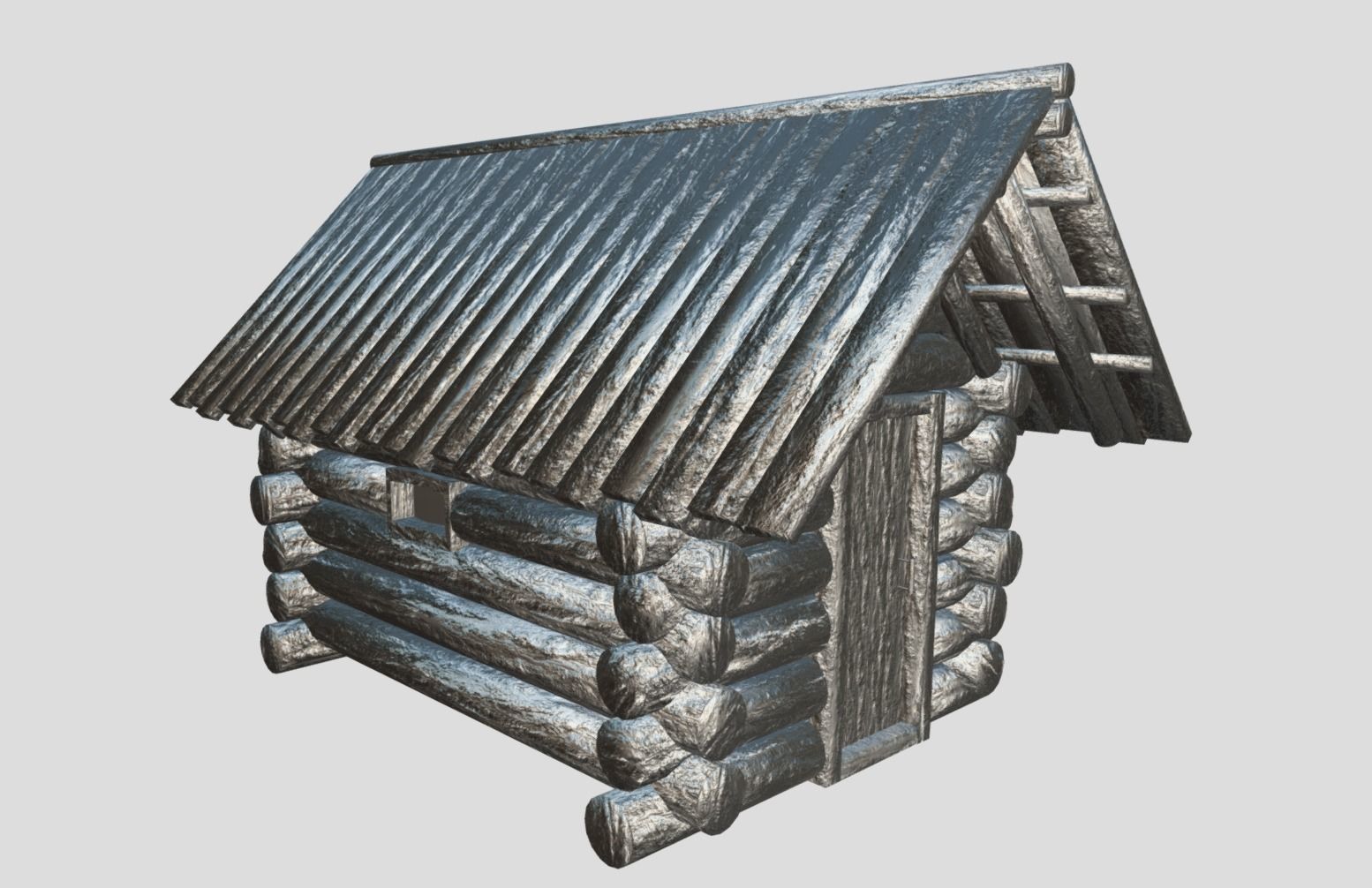 Medieval Cabin Low-poly 3D model_10