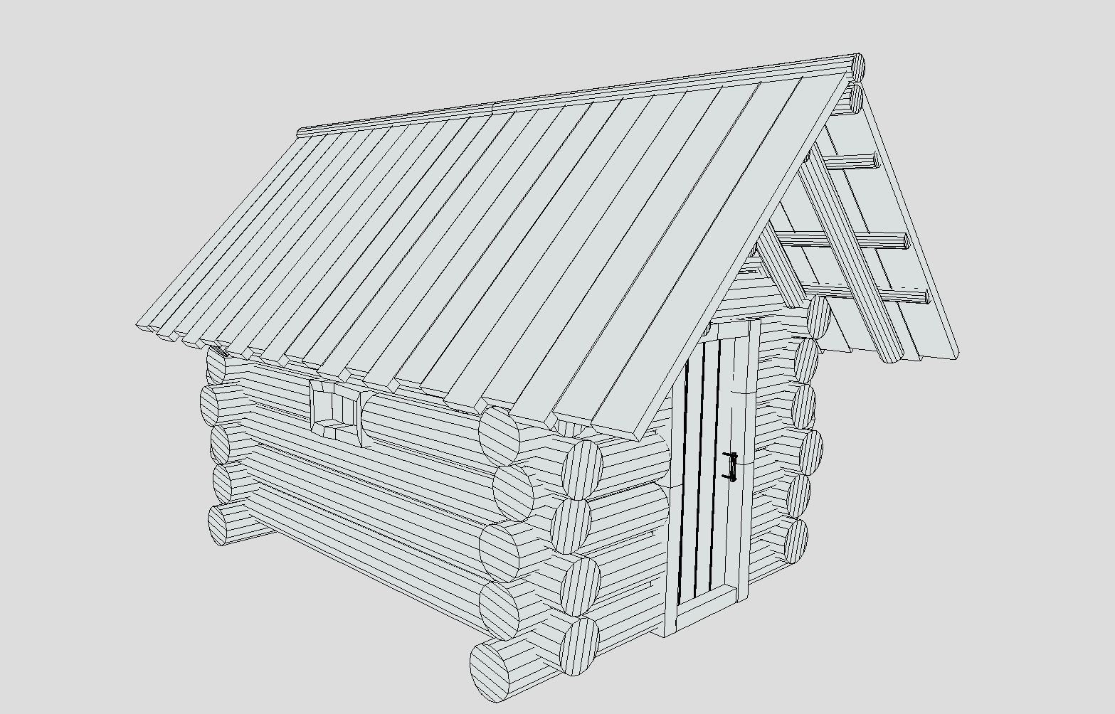Medieval Cabin Low-poly 3D model_9