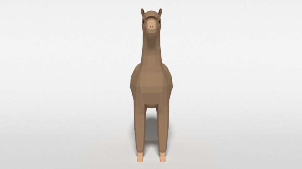 Low Poly Cartoon Alpaca Low-poly 3D model_7